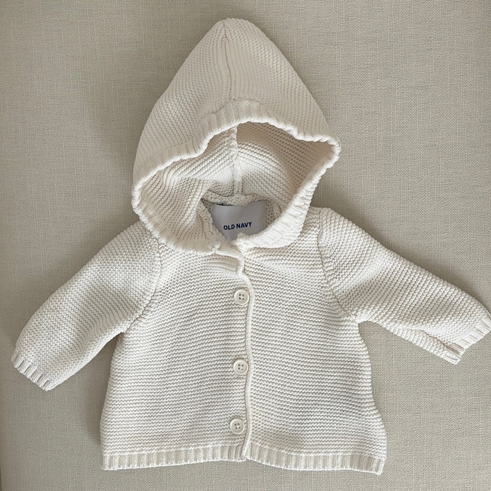 Old Navy Baby Hooded Button Front Knit Cardigan